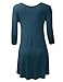 AMORE ALLFY Women's 3/4 Sleeve V-Neck Flare Hem Tunic Teal Medium