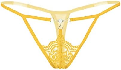 Briefs Underwear,Prettymenny Women's Sexy Lace Pearl Low-Waist Hollow Seamless Panty (Yellow)
