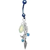 Body Candy Handcrafted Blue Ocean Mermaid Dangle Belly Button Ring Created with Swarovski Crystals