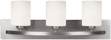 Leria Modern 3-Light Bathroom Vanity Wall Light , Brushed Nickel Fixture Finish with White Opal Glass Shades