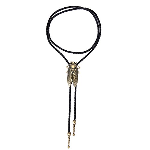 COOLLA Bolo tie- Handmade Western Cowboy Black Vintage Cicada Pendant for Women,Men (Black)