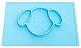 N+N Puppy Silicone Placemat for Baby & FREE BIB! Safe and Free of BPA, FDA Approved! Non Slip Feeding Placemat and Plate for Kids, Babies, Toddlers. Suction Kids Mat!(Set of 2)(Blue)