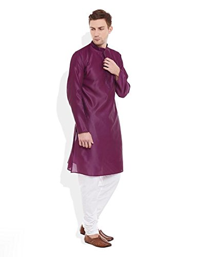 very me men purple colour chevron dupion kurta pyjama set