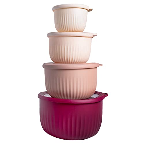 COOK WITH COLOR Prep Bowls with Lids 8 Piece Nesting Plastic Small