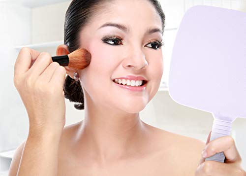 HYOUJIN White Hairdressing Hand Mirror Professional Handheld Salon Barbers Hairdressers Paddle Mirror Tool with Handle