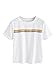 Romwe Women's Summer Rainbow Color Block Striped Crop Top School Girl Teen Tshirts White L