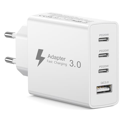 EU Travel Adapter Charger, 50W European Plug Adapter Fast Charging with 3 USB C+1 USB A, European Wall Adaptor EU Plug Fast Charger Compatible with iPhone 17 16 15 14 13 11 Pro Max,Samsung Galaxy