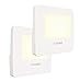 Lunara Plug-In LED Night Light, WARM White Nightlights with Dusk to Dawn Sensor for Hallways, Bathrooms, Kitchen, Stairs, Energy Efficient and Compact, UL Approved, 2-Pack