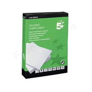 5 Star 930318 Copier Paper Recycled Ream-Wrapped 80gsm A4 White [5 x 500 Sheets]