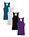 Zenana Outfitters 4 Pack Womens Basic Ribbed Tank Top BLACK/WHITE/PURPLE/JADE L