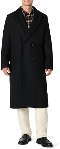 Cole Haan Men's Classic Melton Top Coat with Faux Leather Details