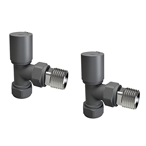 Acezanble Manual Radiator Heated Towel Rail Designer 15mm x 1/2" Anthracite Angled Valve with PTFE Threaded Tape
