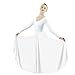 Danzcue Womens Long Full Circle Dance Skirt, White, L/XL
