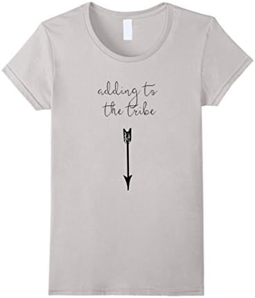 Women's Pregnancy Announcement Women's Shirt - Adding To The Tribe  Small Silver