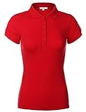 Luna Flower Women's Woman Cotton Slim Fit Short Sleeve Plain Polo Shirts