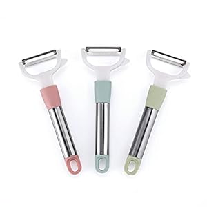 Aardappelschilmesje-groenteschiller (pak van 3) antislip zacht handvat, gebruikt voor keukenfruit en groente, wortel…