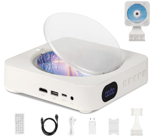 100-220V, Leitor de CD/DVD Multifuncional, CD Player Portatil, Suporta Saída HDMI HD 1080P, DVD Player HDMI, Alto-Falantes Integrados