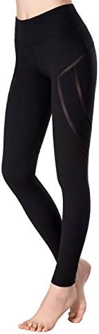 Funnyoga Women's Long Mesh Workout Sports Tights Gym Yoga Pants leggings Black Small