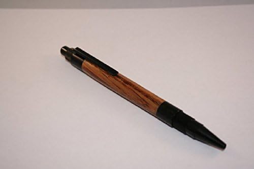 Hand-Crafted Click Pen Made From Zebra Wood and Black Enamel Hardware