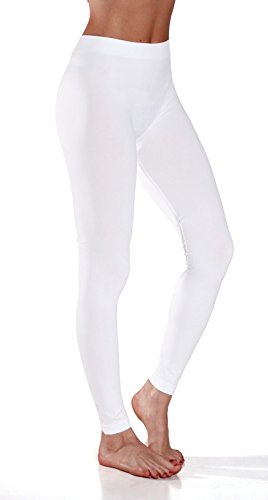 Sofra Women's Full Ankle Length Seamless Leggings (Ankle Length, White)