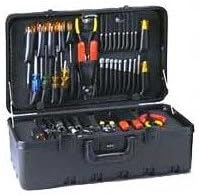 Stream-lined Tool Case with Built-in Cart Color: Black