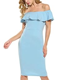 Zeagoo - Vestido sexy para mujer con volantes de hombro