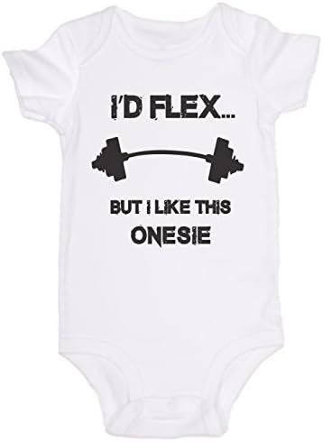 "I'd FLEX But I Like This Onesie" / Cute Baby Weightlifting Onesie Romper Bodysuit