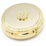 Pill Box for Travel - Small Portable Pill Case Holder That Can Easily Fit in Your Pocket/Purse - Vintage Round Cases with 3 Compartments - Use Daily to Organize Your Medicine, Vitamin &amp; Supplements!