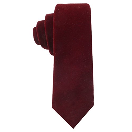 Velvet Skinny Tie | Burgundy Maroon Wedding Ties for Groomsmen | Necktie for Him (Burgundy Maroon)