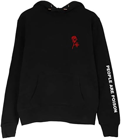 Keamallltd Women Autumn People are Poison Rose Printed Hoodie Sweatshirts Black Long Sleeve Inspired Aesthetic Pale Pastel