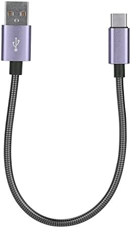 Short Type-C USB Charger Cable, Metal Braided 304 Steel Durability Cord โ Quick Charging 2.4A for Samsung Galaxy S9 S8 Note 8, Pixel, LG V30 G6 G5, Nintendo Switch, OnePlus 5 3T -Black-0.66 ft.