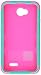 Asmyna Rubberized TUFF Hybrid Cover for LG Optimus Exceed 2/L70 - Retail Packaging - Electric Pink/Teal