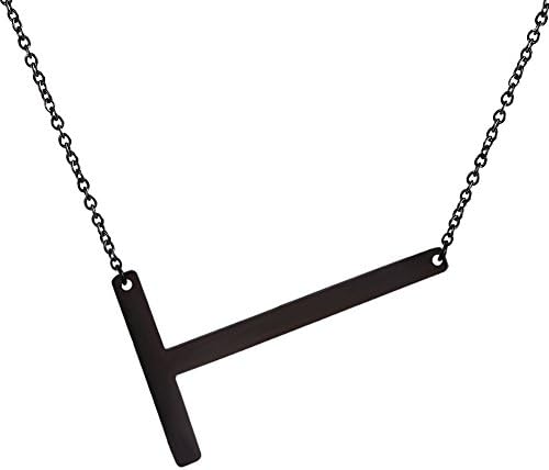 U7 Alphabet Initial Jewelry Women Girls Necklace with Letter A to Z Stainless Steel / 18K Gold Plated Iced Out CZ Crystal or Statement Sideways Initials Choker Pendant Necklace, Gift Box Packed