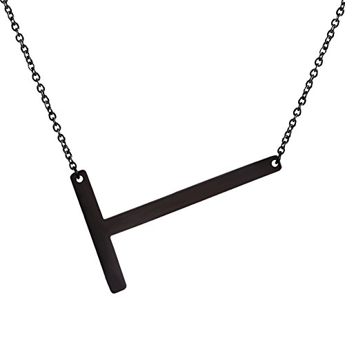 U7 Alphabet Initial Jewelry Women Girls Necklace with Letter A to Z Stainless Steel / 18K Gold Plated Iced Out CZ Crystal or Statement Sideways Initials Choker Pendant Necklace, Gift Box Packed