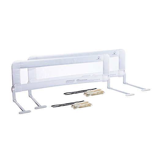 Toddler Bed Rail Guard for Convertible Crib, Kids Twin, Double, Full Size Queen & King (White-XL-2 pack)