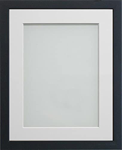 Frame Company Jellybean Range Black Wooden 8x8 inch Picture Photo Frame with White Mount for Image 5x5 inch * Choice of Colours & Sizes* Fitted with Perspex