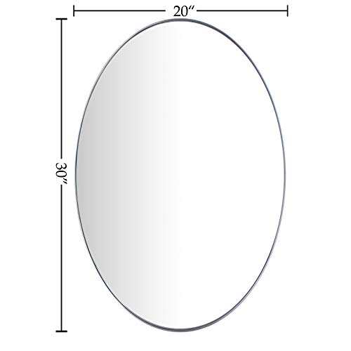 GRACTO Oval Brushed Nickel Metal Framed Bathroom Mirror for Wall in