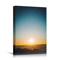 Canvas Wall Art Landscape Sunset Bedroom Contemporary Dramatic Landscape Mountain Multicolor Photography - 12x18 inches