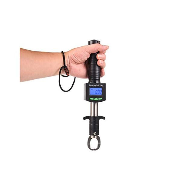 VIAIA LED Digital Fish Gripper Grabber Angelzange Edelstahl Clip Fischhalter mit Waagen Lineal 25kg / 55lb alicate de… – Bild 3