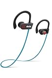 ALLIMITY Bluetooth Headphones Wireless In-Ear Earbuds Noise Cancelling Sweatproof Sports Headset with Mic for iPhone iPad Samsung Sony LG Smartphone Watches, Blue