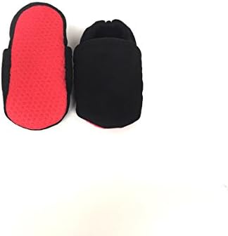 BLACK BABY SHOES with RED SOLE, Baby Girl Shoes, Designer Baby Booties, Non-slip Sole, Handmade in the USA, Slip-on, Stay-on, Elastic Ankle Strap, Breathable, Washable, Adjustable, Vegan Slippers