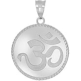 Solid 925 Sterling Silver Om (Aum) Medallion Yoga Charm Pendant