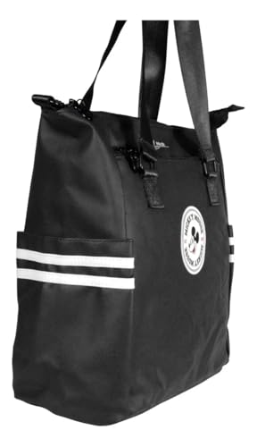 Bolsa Totebag Feminina Mickey Mouse Disney Semax com Alça de Ombro e Fecho em Zíper (Preto)