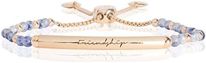 Signature Stones Friendship engraved Bar with Blue Lace Agate Stones