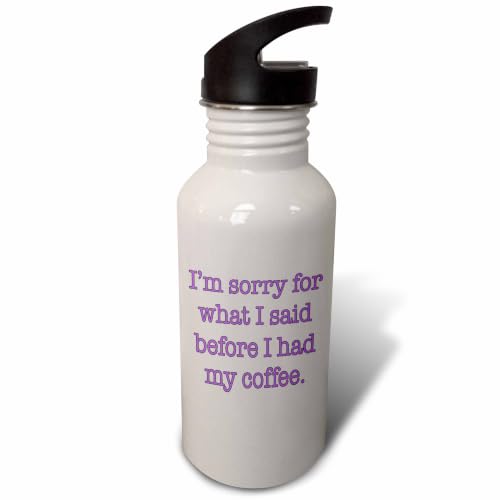 3dRose Im sorry for what I said before I had my coffee, Purple-Sports Water Bot…