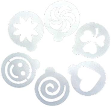 Keysui 8Pcs Cappuccino Coffee Stencils Template Strew Flowers Pad Duster Spray White