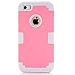 iPhone 5S Case, KAMII 3 Layers Verge Hybrid Soft Silicone Hard Plastic Triple Quakeproof Drop Resistance Protective Case Cover for iPhone 5/5S (Pink Grey)