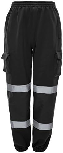 HI VIZ VIS JOGGING BOTTOMS WORK WEAR THICK TROUSERS SAFETY JOGGERS SWEAT PANTS
