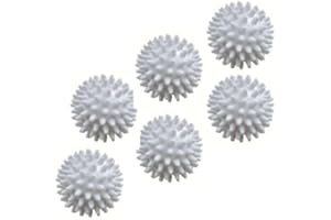 MORITAS PET Reusable Laundry Dryer Balls, White Plastic Anti-Static Fabric Softener, Reduces Wrinkles, Sustainable Cleaning Supplies, Essential Washing & Drying Aid for Soft, 6 Pack, 2.36 in (White)