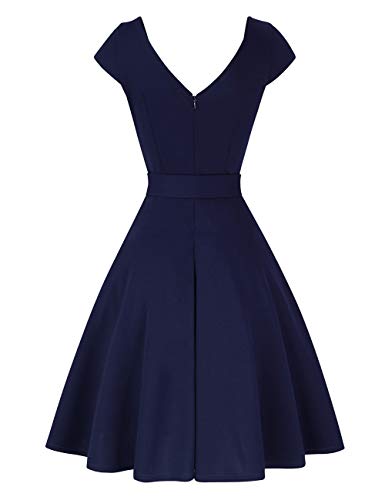 KOJOOIN-Damen-Vintage-Abendkleider-50er-V-Ausschnitt-Rockabilly-Retro-Kleider-Hepburn-Stil-CocktailkleidVerpackung-MEHRWEG